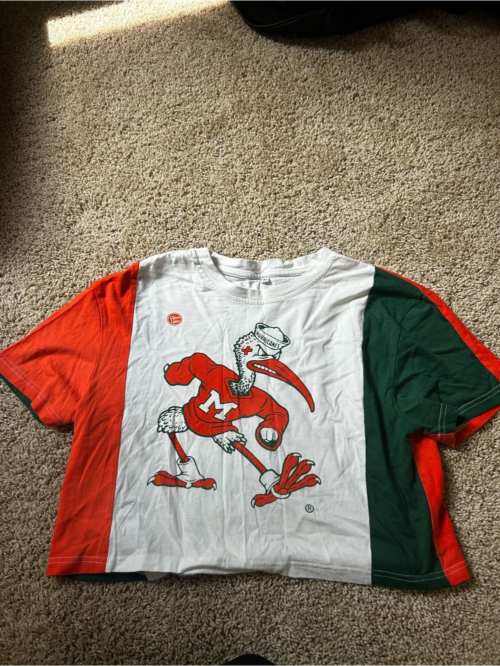 Miami Hurricanes Graphic Cropped Tee - Orange, Green, White